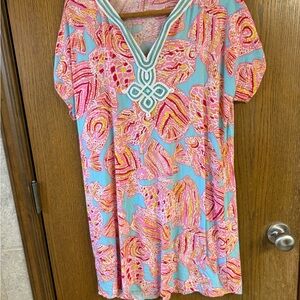 Lilly Pulitzer Harlow Printed Tunic Dress Breakwater Blue Toni Bikini Medium